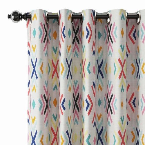 Geometric Print Polyester Linen Curtain Drapery ARAV