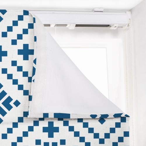 OSCAR Geometric Print Polyester Linen Room Darkening Roman Shade