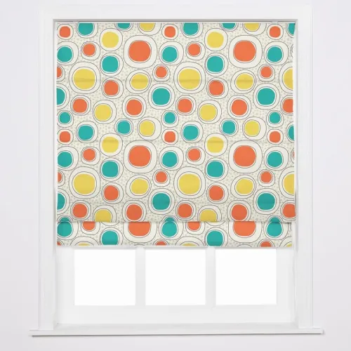 OLIVER Abstract Print Polyester Linen Room Darkening Roman Shade