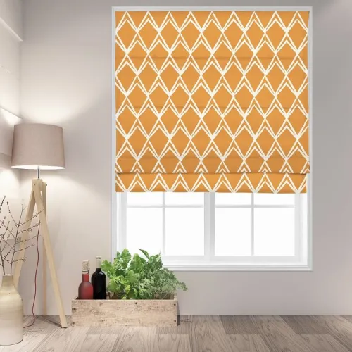LEO Geometric Print Polyester Linen Room Darkening Roman Shade