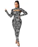 Print Sexy Cut Out Long Curvy Dress with Full Sleeves