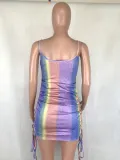 Sexy Rainbow Strap Mini Bodycon Dress