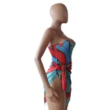 African Colorful Cover Up One Piece Bikini Set