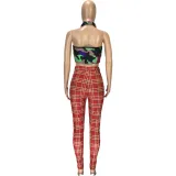 Casual African Plaid Zipper Trousers