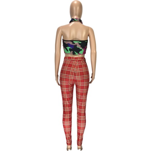 Casual African Plaid Zipper Trousers