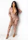 Butterfly Print Long Sleeve Zipper Bodycon Jumpsuit