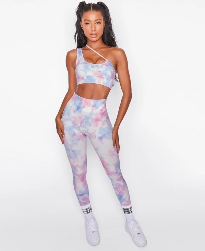 Sports Yoga Tie Dye Bra and High Waist Legging Set
