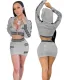 Fall Grey Metallic Short Jacket and Mini Skirt Set