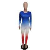 Sexy Gradient Long Sleeve Bodycon Jumpsuit