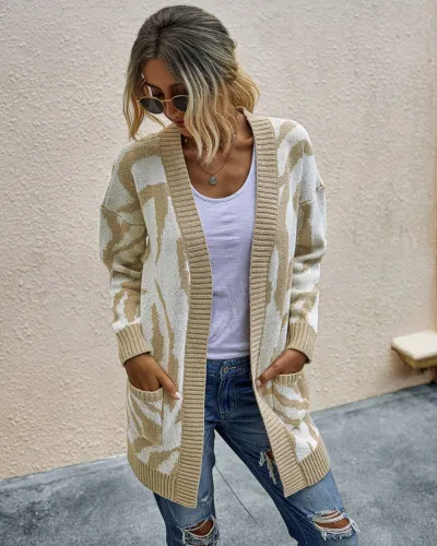Falls Zebra Long Pocket Cardigans