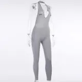 Sports Fitness Low Back Halter Jumpsuit