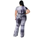 Plus Size Tie Dye Two Piece Matching Pants Set