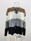 Fall Button Up Contrast Knitted Coat