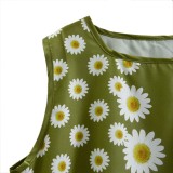 Flower Print Sleeveless Long Boho Dress