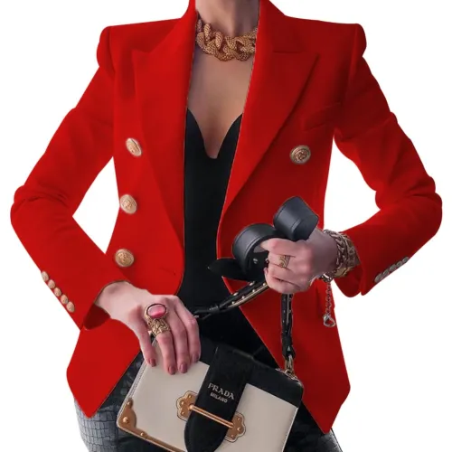 Western Autumn Solid Color Office Blazer