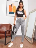 Gray High Waist Pocket Jogging Pants