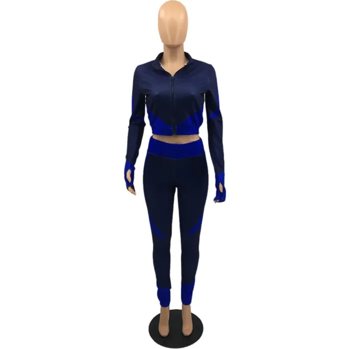 Autumn Contrast Two Piece Tight Jogging Set