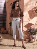 Western High Waist Plain Trousers with Belt