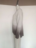 Fall Regular O Neck Gradient Knitted Top