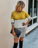Autumn Contrast Knit Mini Dress