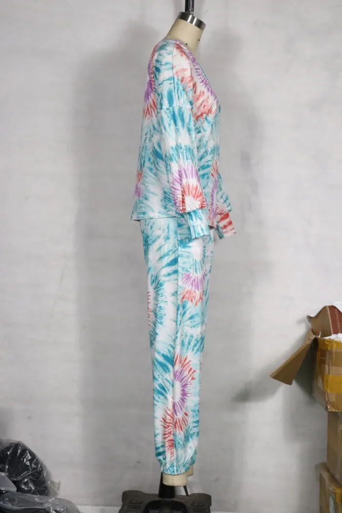 Autumn Tie Dye Matching Shirt and Pants Set