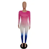Sexy Gradient Long Sleeve Bodycon Jumpsuit
