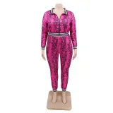 Plus Size Matching Leopard Tracksuit