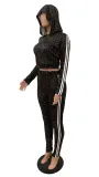 Sports Print Crop Top and Pants Tracksuit