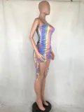 Sexy Rainbow Strap Mini Bodycon Dress