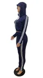 Sports Print Crop Top and Pants Tracksuit