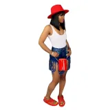 Stylish High Waist Tassels Denim Shorts