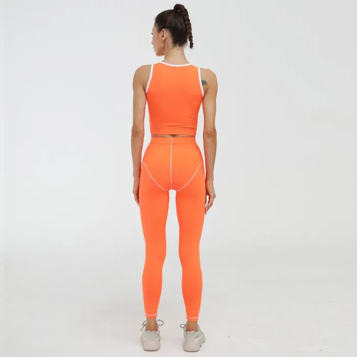 Sports Yoga Sleeveless Crop Top and High Waist Legging Set