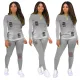 Gradient Two Piece Matching Ripped Pants Set