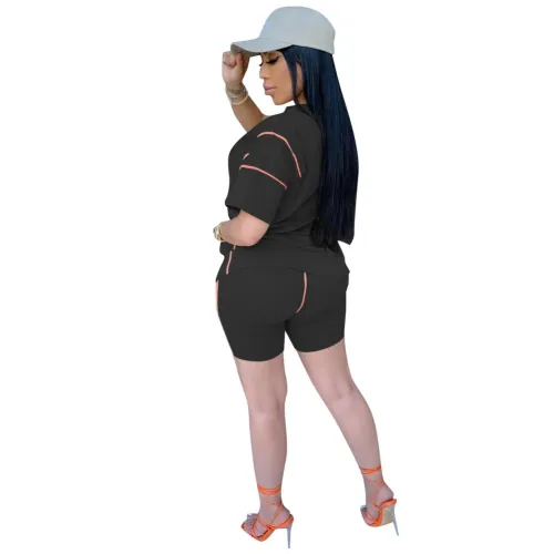 Summer Casual Two Piece Shorts Set with Face Cover
