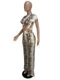 Summer African Matching Two Piece Crop Top and Pants Set