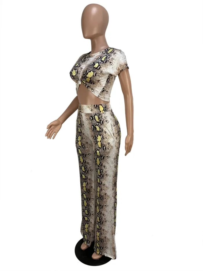 Summer African Matching Two Piece Crop Top and Pants Set
