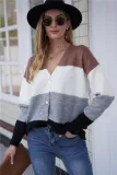 Fall Button Up Contrast Knitted Coat