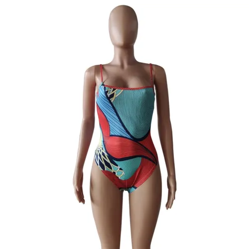 African Colorful Cover Up One Piece Bikini Set
