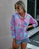 Autumn Tie Dye Zipped Hoody Sweat Shirt