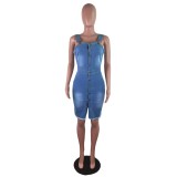 Denim Blue Button Up Strap Bodycon Dress