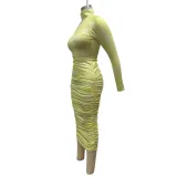 Tie Dye Sexy Long Curvy Dress with Full Sleeves