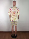 Summer Tie Dye Two Piece Biker Shorts Set