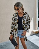 Falls Leopard Cardigans with Wide Sleeve Cuffs