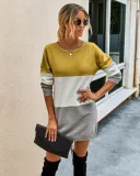 Autumn Contrast Knit Mini Dress