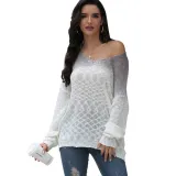 Autumn Gradient V-Neck Loose Knit Top