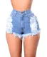 Blue High Waist Ripped Denim Shorts