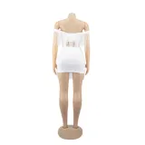 Two Piece White Tassels Party Skirt Set