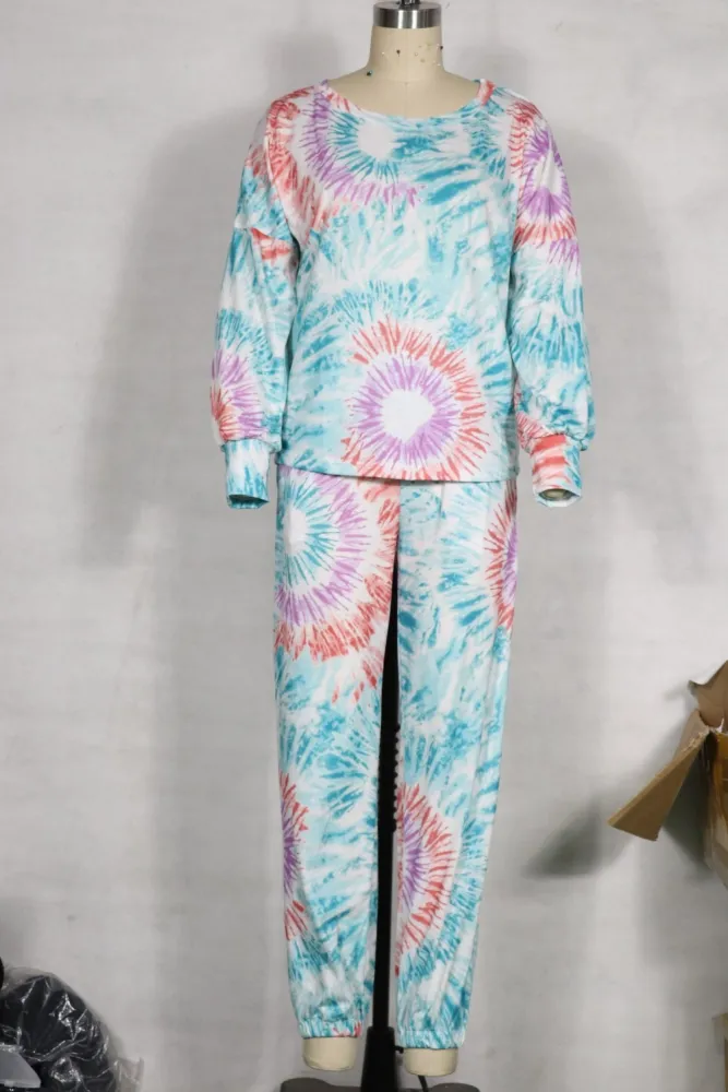 Autumn Tie Dye Matching Shirt and Pants Set