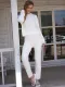 Fall White Knitted Two Piece Pants Lounge Set