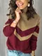 O Neck Wavy Striped Loose Pullover Sweater